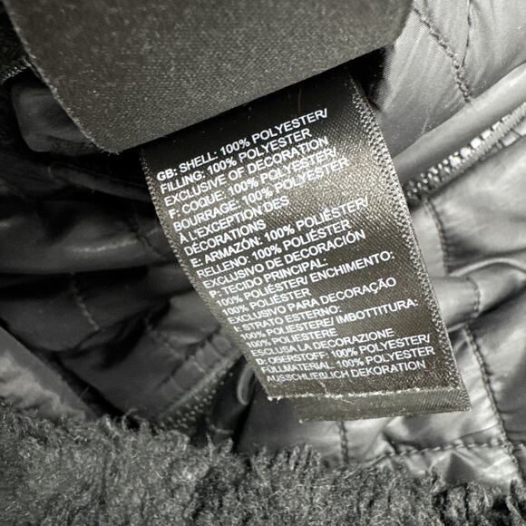 The North Face Reversible Mossbud Jacket Girls Medium 10 12 Black Quilted Fleece - Picture 10 of 10